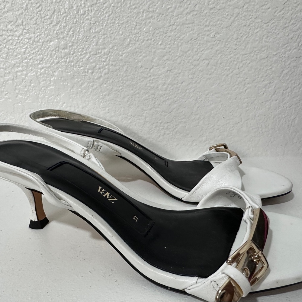 Two leather sandals - Zara, on heels white and black color